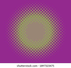 Los círculos de semitonos, puntos y elementos especkles. Arte vectorial abstracto de estímulo, puntillista y puntillismo