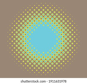 Los círculos de semitonos, puntos y elementos especkles. Arte vectorial abstracto de estímulo, puntillista y puntillismo