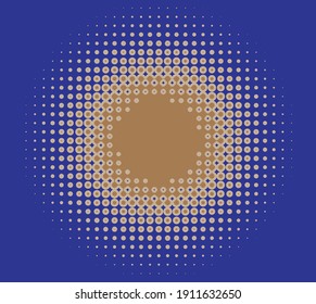 Los círculos de semitonos, puntos y elementos especkles. Arte vectorial abstracto de estímulo, puntillista y puntillismo