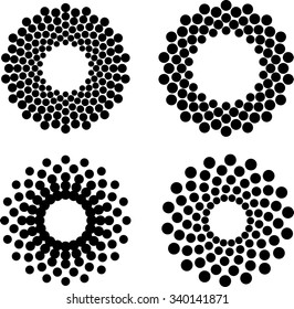 Halftone Circles. Dotted Logo Set . Vector Illustration .