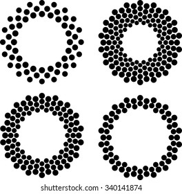 Halftone Circles. Dotted Logo Set . Vector Illustration .