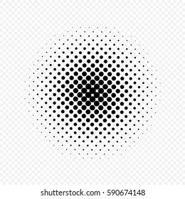 Halftone circles effect, dot pattern. Vector illustration. Isolated on transparent background.