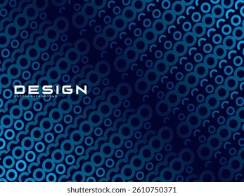 Halftone circles frame dark blue digital technology banner gradient web background. Trendy modern futuristic graphics, suitable for banners, brochures, business, flyers, posters, websites, etc.