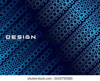 Halftone circles frame dark blue digital technology banner gradient web background. Trendy modern futuristic graphics, suitable for banners, brochures, business, flyers, posters, websites, etc.