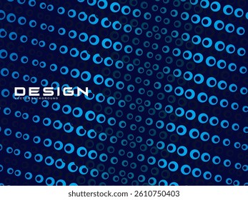 Halftone circles frame dark blue digital technology banner gradient web background. Trendy modern futuristic graphics, suitable for banners, brochures, business, flyers, posters, websites, etc.