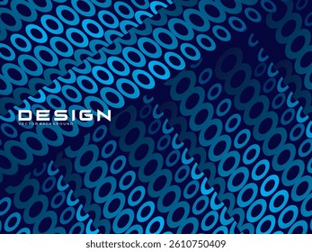 Halftone circles frame dark blue digital technology banner gradient web background. Trendy modern futuristic graphics, suitable for banners, brochures, business, flyers, posters, websites, etc.