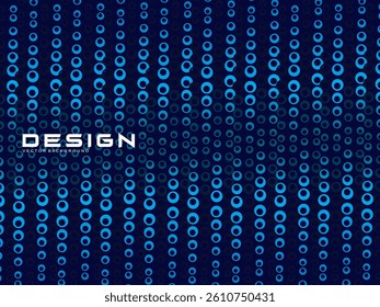 Halftone circles frame dark blue digital technology banner gradient web background. Trendy modern futuristic graphics, suitable for banners, brochures, business, flyers, posters, websites, etc.