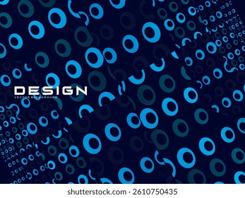 Halftone circles frame dark blue digital technology banner gradient web background. Trendy modern futuristic graphics, suitable for banners, brochures, business, flyers, posters, websites, etc.