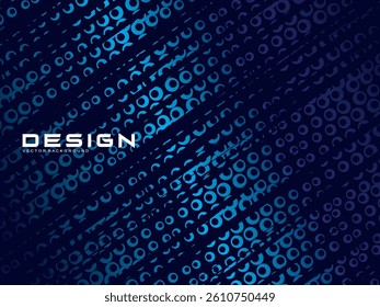 Halftone circles frame dark blue digital technology banner gradient web background. Trendy modern futuristic graphics, suitable for banners, brochures, business, flyers, posters, websites, etc.