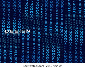 Halftone circles frame dark blue digital technology banner gradient web background. Trendy modern futuristic graphics, suitable for banners, brochures, business, flyers, posters, websites, etc.