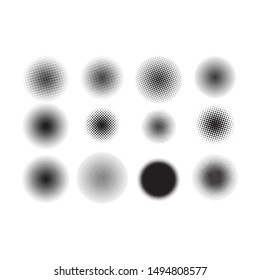 Halftone Circles, Halftone set, Halftone Dot Pattern Vector On White Background