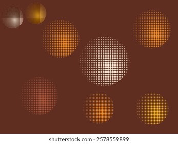 Halftone circles in several sizes in warm colors