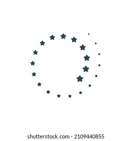 Halftone circles of stars, twisted spiral. Design elements. Vector illustration