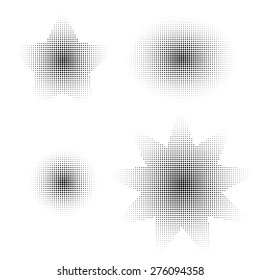 Halftone circles and stars vector set