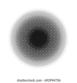 Halftone circles, vector halftone dots pattern. Black dots on white background. Monochrome half-tone.