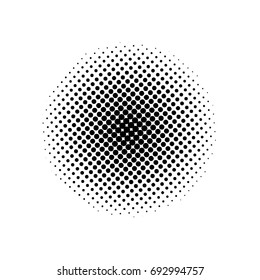 Halftone circles, vector halftone dots pattern. Black dots on white background. Monochrome half-tone.