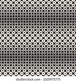 Halftone circles vector seamless pattern. Abstract geometric texture with size gradation of rings. Gradient transition effect background,