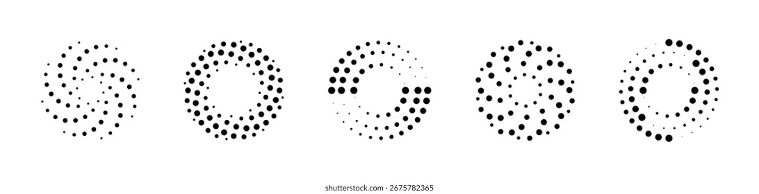 Conjunto de vetores de círculos de meio-tom. Conjunto de círculos de meio-tom