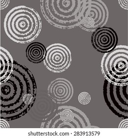 Halftone circles.Monochrome seamless geometric pattern. Vector. 	
Grunge effect