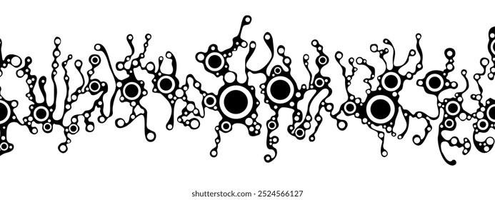 Halftone circular background frame. Space arnament. Pattern of chaotic matter, grids. Community of points. Dancing people top view. Design for business, presentations, technology. Vector