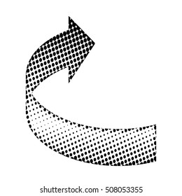  Halftone Circular Black Arrow vector icon symbol design. Illustration isolated on white background. Circular Black Dot Arrow. Vector Arrow Halftone Background. 