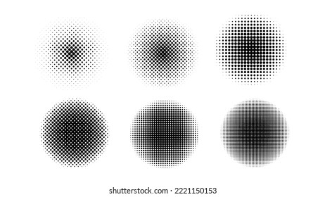 Halftone circular collection set vector