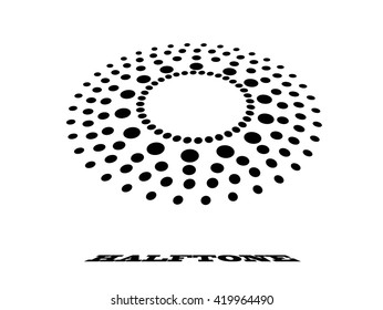 Halftone circular colorful black dots abstract logo design vector illustration on a white background