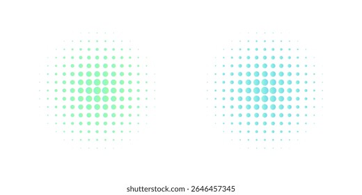 Halftone circular design elements set (gradient color)