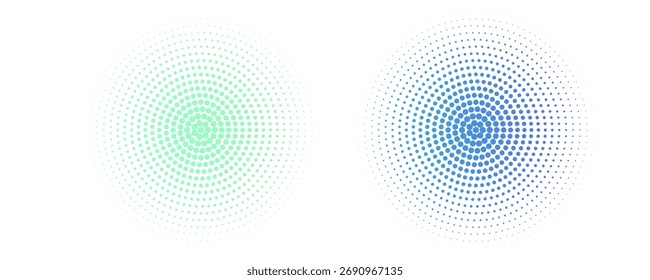 Halftone circular design elements set (gradient color)
