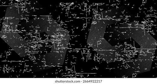 Halftone circular dot frame. Isolated circle dot texture on black background. Dotted spray texture. Black and white spiral circle sound wave logo abstract design element, modern, Eps 10.