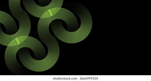 Quadros de pontos circulares de meio-tom. O círculo isolado pontilha a textura no plano de fundo verde-claro. Textura de pulverização pontilhada. preto e verde claro círculo espiral som onda logotipo abstrato design elemento