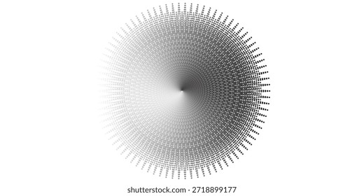 Puntos circulares de semitono. Puntos negros gruesos de semitono. Líneas en círculo. Vector de arte geométrico