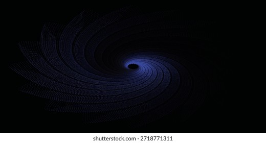 Puntos circulares de semitono. Gruesas líneas de velocidad punteadas de semitono azul y negro. Velocidad ​​líneas en forma de círculo. Vector de arte geométrico