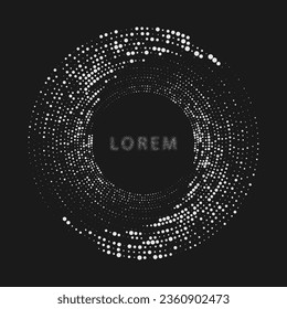 Halftone circular dotted background. Halftone gradient dots in circle form. Round gradient logos.