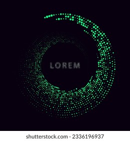 Halftone circular dotted background. Round gradient logos.