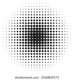 Halftone circular dotted frame. Circle dots texture isolated on transparent background. Abstract circle element