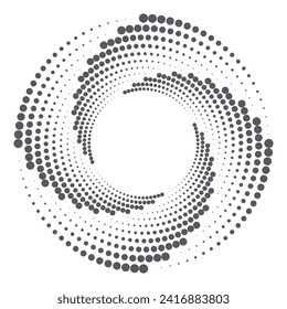 Halftone circular dotted frame. Round dotted frame. Vector rotating dotted circles design. Round border icon. Round logo