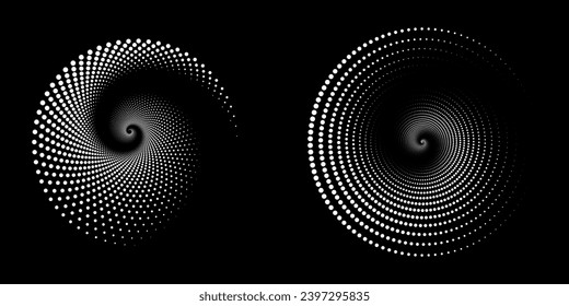 Halftone circular dotted frame set. Circle dots isolated on white background. Logo design element for medical, care, cosmetics. Round the border using halftone circle dots modern arts