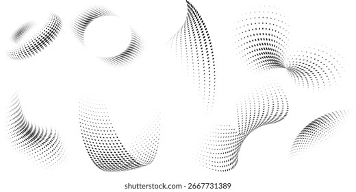 halftone circular dotted frame set. circle dots isolated on white background.