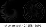 Halftone circular dotted frames set. Circle dots texture isolated on white background. Spotted spray texture. Vector abstract design element spiral circle sound wave vector logo modern black and white