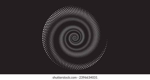 Halftone circular dotted frames set. Circle dots texture isolated on white background. Spotted spray texture. Vector abstract design element spiral circle sound wave vector logo concept dots modern 