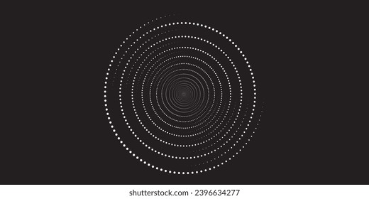 Halftone circular dotted frames set. Circle dots texture isolated on white background. Spotted spray texture. Vector abstract design element spiral circle sound wave vector logo concept vector