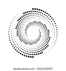 Halftone circular dotted frames set. Circle dots isolated on the white background. Logo design element for medical, treatment, cosmetic. Round border using halftone circle dots texture. Vector
