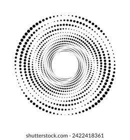 Halftone circular dotted frames set. Circle dots isolated on the white background. Logo design element for medical, treatment, cosmetic. Round border using halftone circle dots texture. Vector
