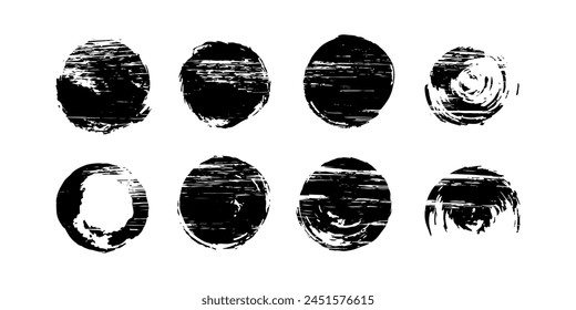 Halftone circular dotted frames set. Circle dots texture isolated on white background