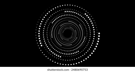 Halftone circular dotted frames set. Circle dots texture isolated on white background. Spotted spray texture. Vector abstract design element spiral circle sound wave vector dots circle	set

