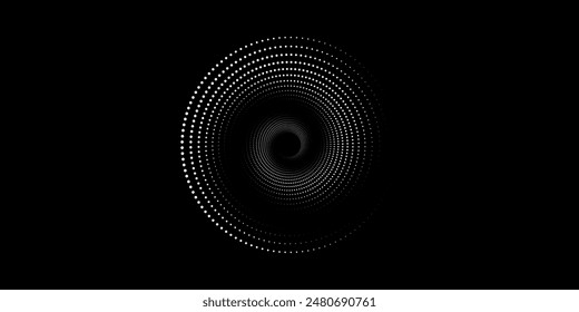 Halftone circular dotted frames set. Circle dots texture isolated on white background. Spotted spray texture. Vector abstract design element spiral circle sound wave vector dots circle spiral	
