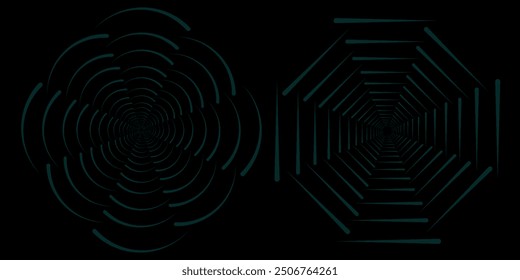 Halftone circular dotted frames set. Circle dots isolated on the white background.	
