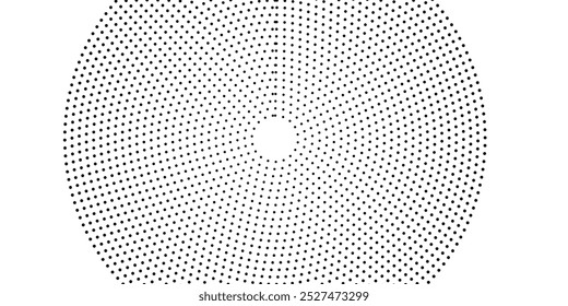 Halftone circular dotted frames set. Circle dots texture isolated on white background. Spotted spray texture.