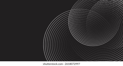 Halftone circular dotted frames set. Circle dots texture isolated on white background. Spotted spray texture. Vector abstract design element spiral circle sound wave vector dots circle	
